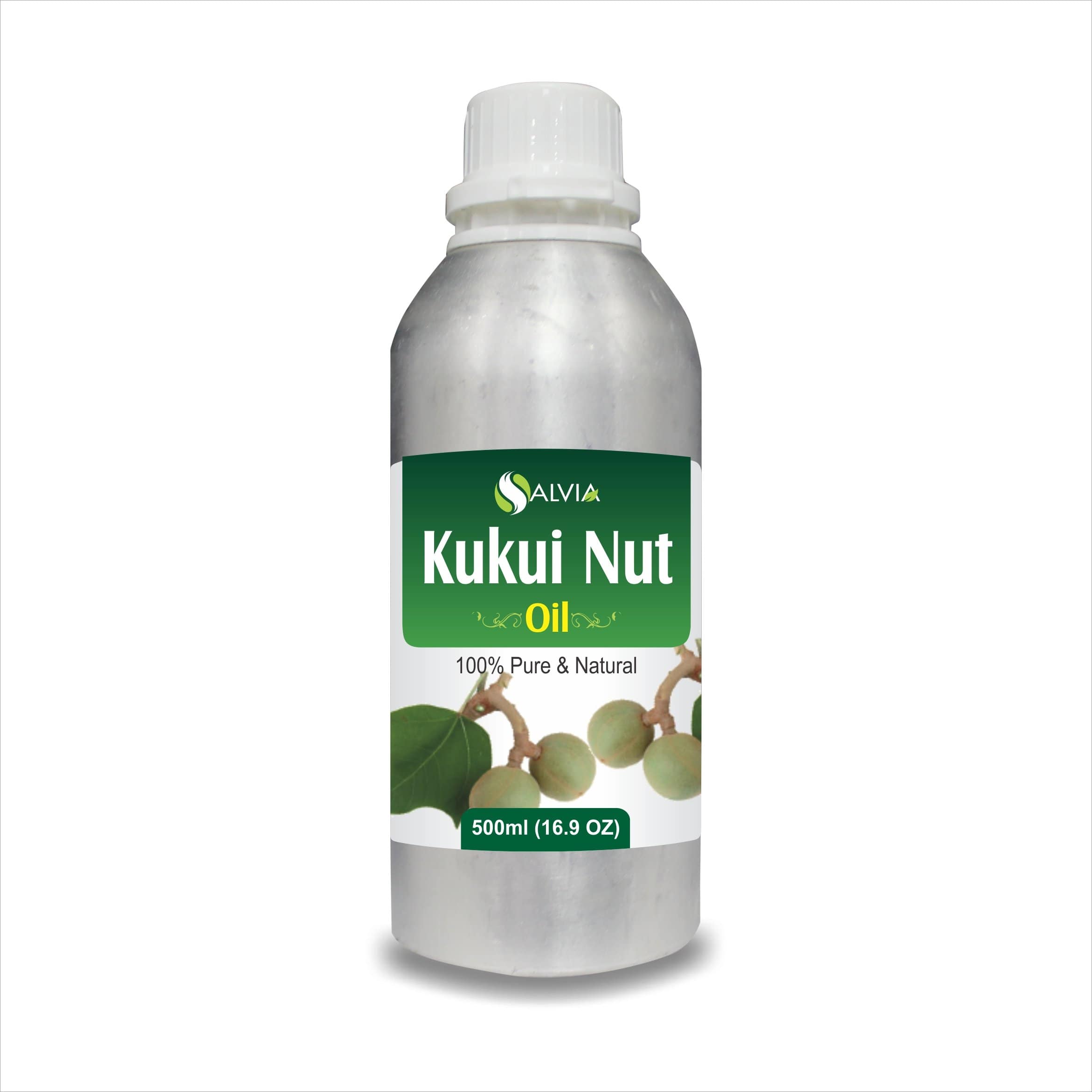 Salvia Natural Carrier Oils,Anti Ageing,Anti-ageing Oil 500ml Kukui Nut (Aleurites Moluccans) Oil 100% Natural Pure Carrier Oil Moistures & Hydrates Skin, Anti-Aging Properties, Collagen Production & More